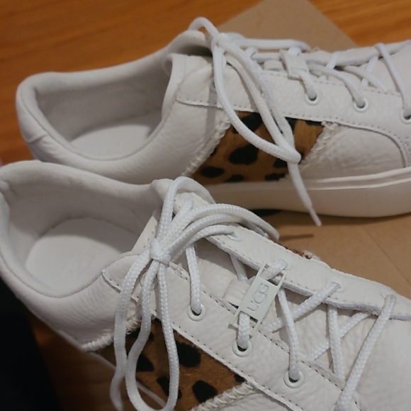 UGG Women's Sneakers in White with Leopard Accents - Picture 3 of 11